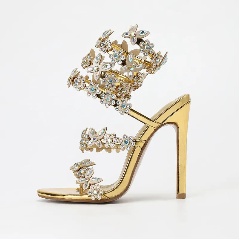 Butterfly Flowers Gladiator High Heels