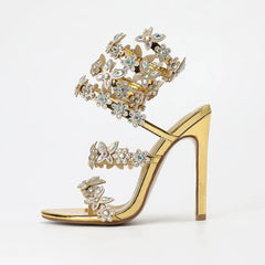Butterfly Flowers Gladiator High Heels