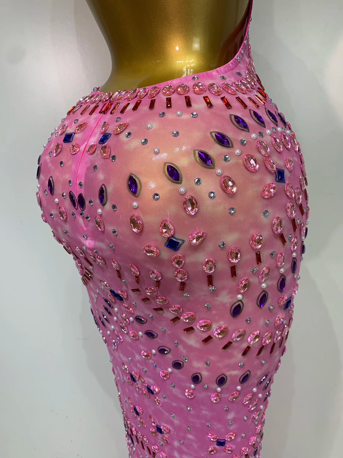 Adelina Rhinestone Backless Maxi Dress