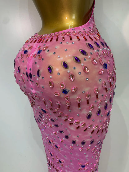 Adelina Rhinestone Backless Maxi Dress