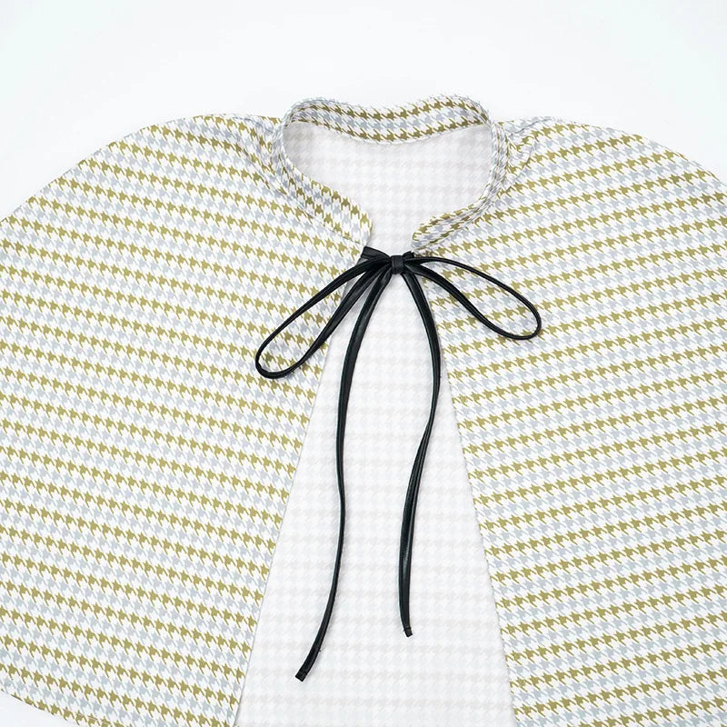 Cape Houndstooth Bodysuit Set