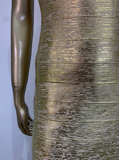 Bronzing Gold Bodycon Bandage Dress