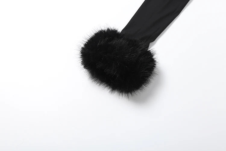 Fur Shawl Top Skirt Set