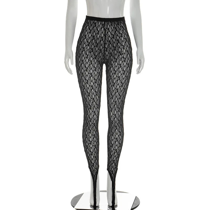 Sheer Lace High Waist Trouser