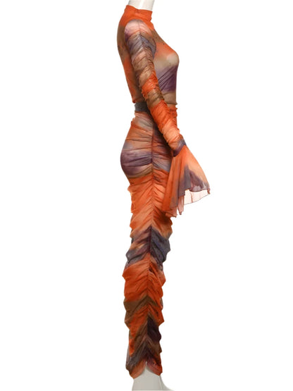 Gradient  Mesh Maxi Dress