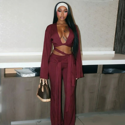 Alexis Ruched Flared Pants Set