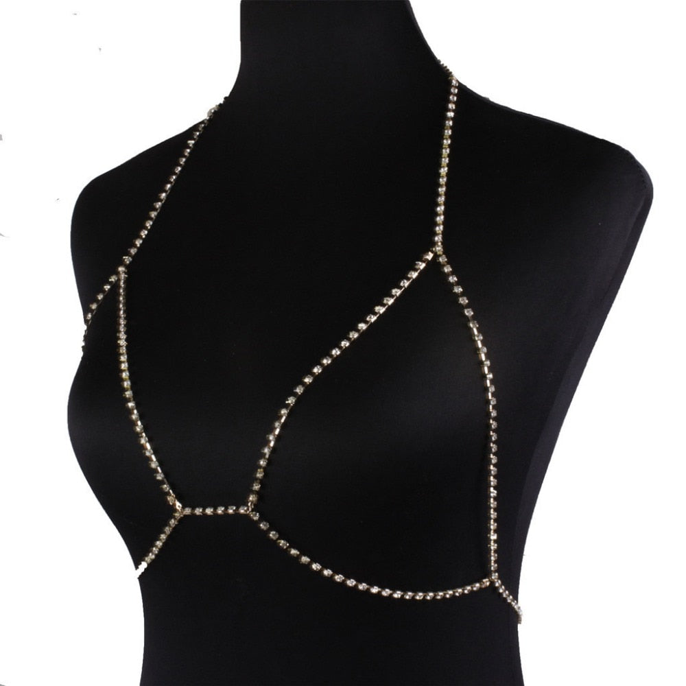 Sexy Crystal body chain Rhinestone Bralette Fashion Closet Clothing
