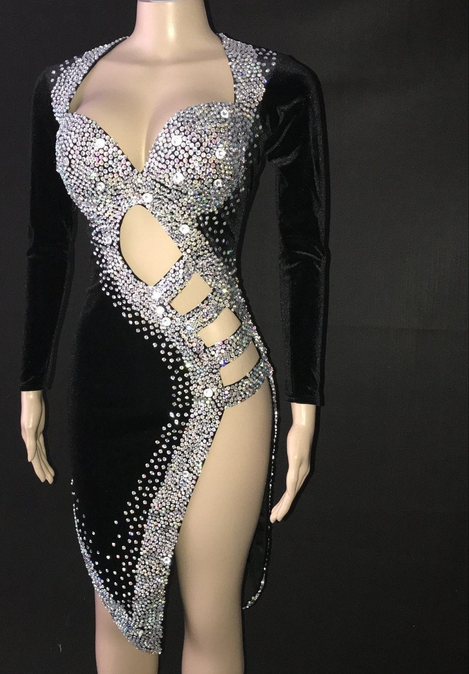 Sexy Silver Stones Dress- Black Fashion Closet Clothing