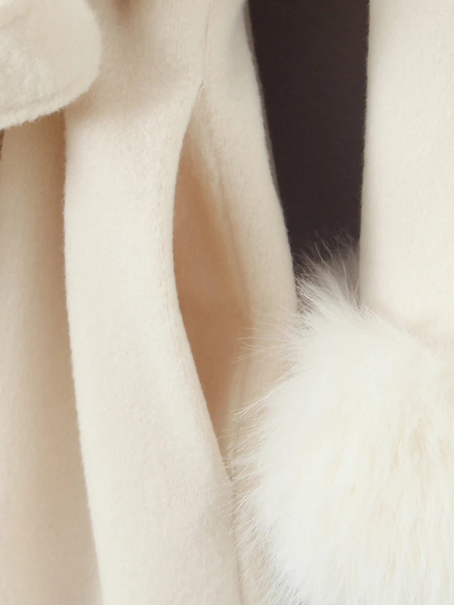 Fur Collar Elegant Trench Coat
