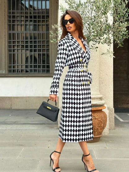 Plaid Windbreaker Trench Coat