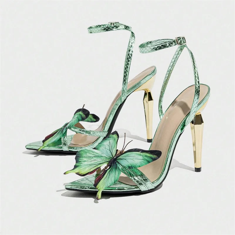 Green Butterfly High Heels