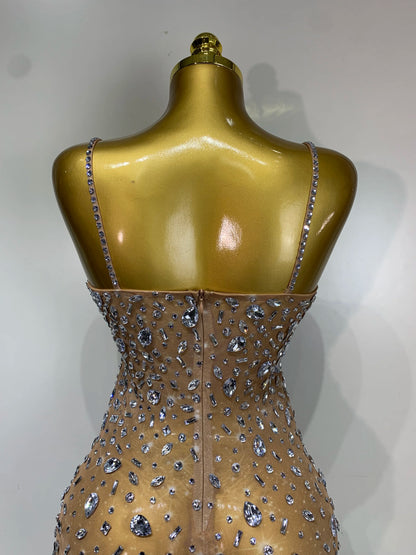 Zoey Rhinestone Mesh Mini Dress