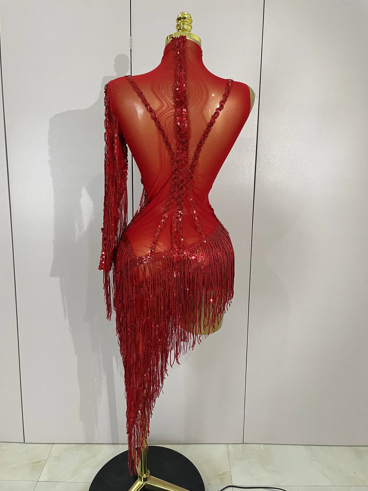 Iris Rhinestone Mesh Tassel Dress