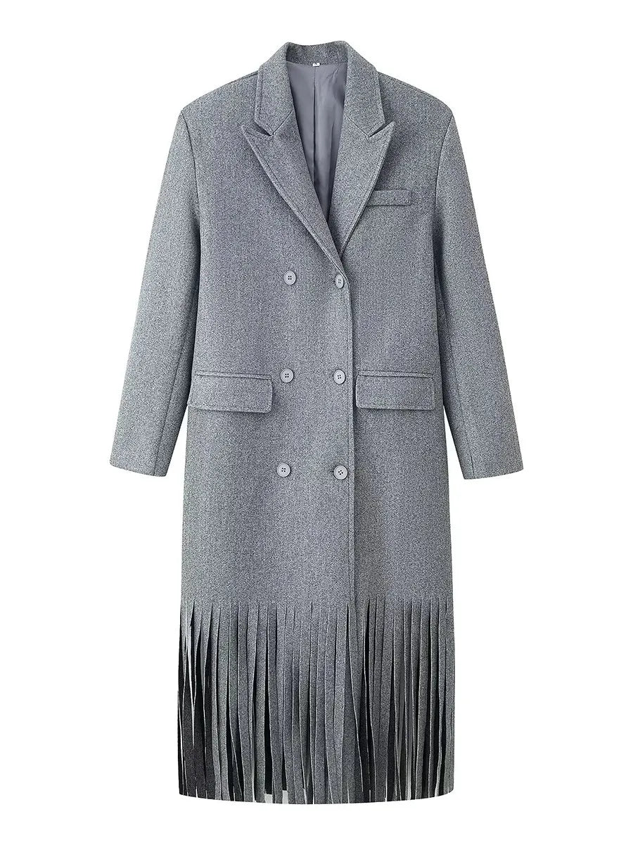 Wool Tassel Hem Coat