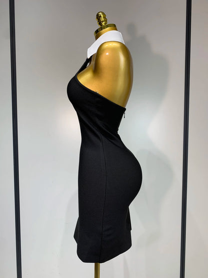 White Collar Bodycon Bandage Mini Dress