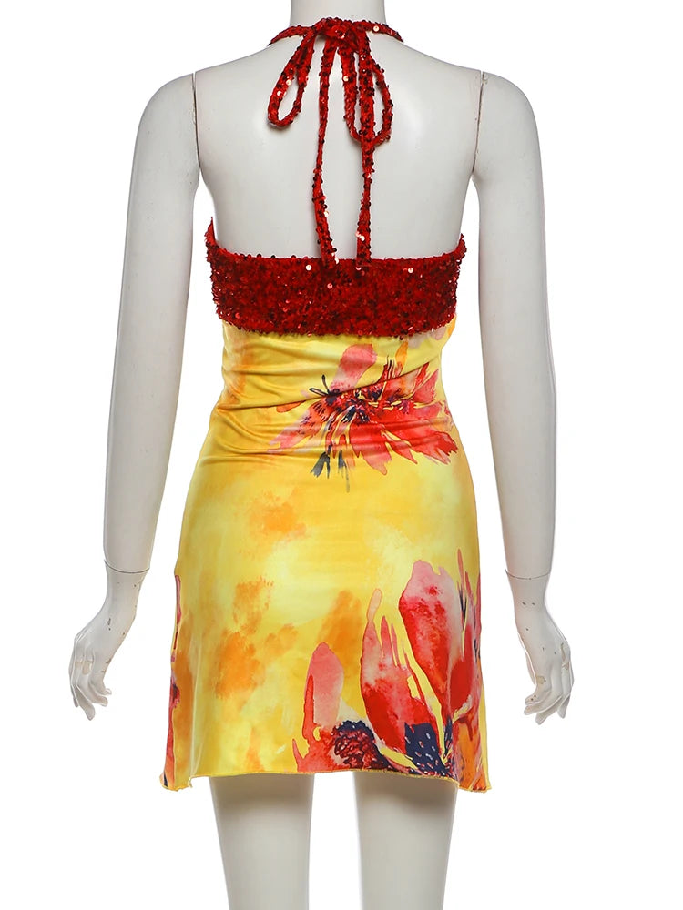 Floral Sequin Mini Dress