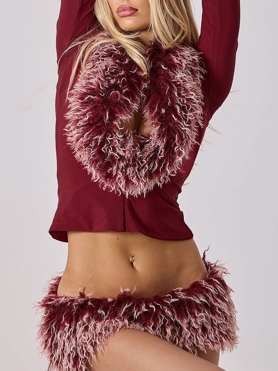 Taylor Fur Mini Skirt Set