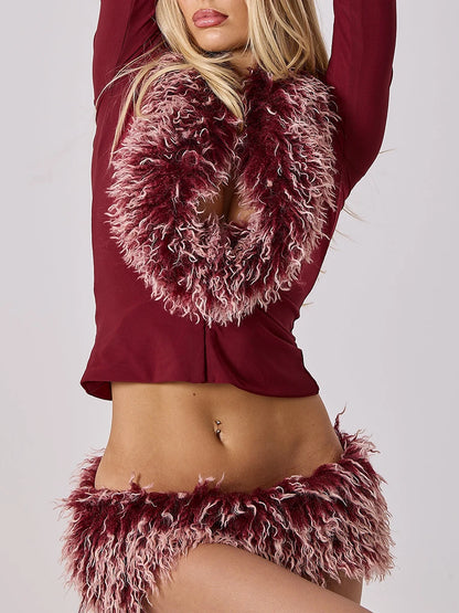 Taylor Fur Mini Skirt Set