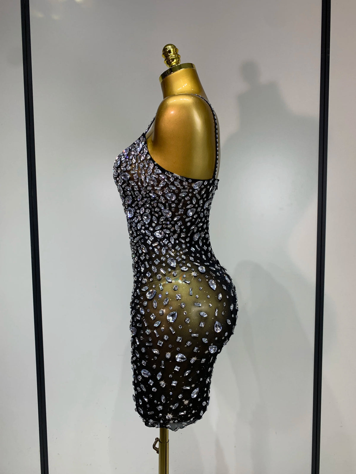 Zoey Rhinestone Mesh Mini Dress