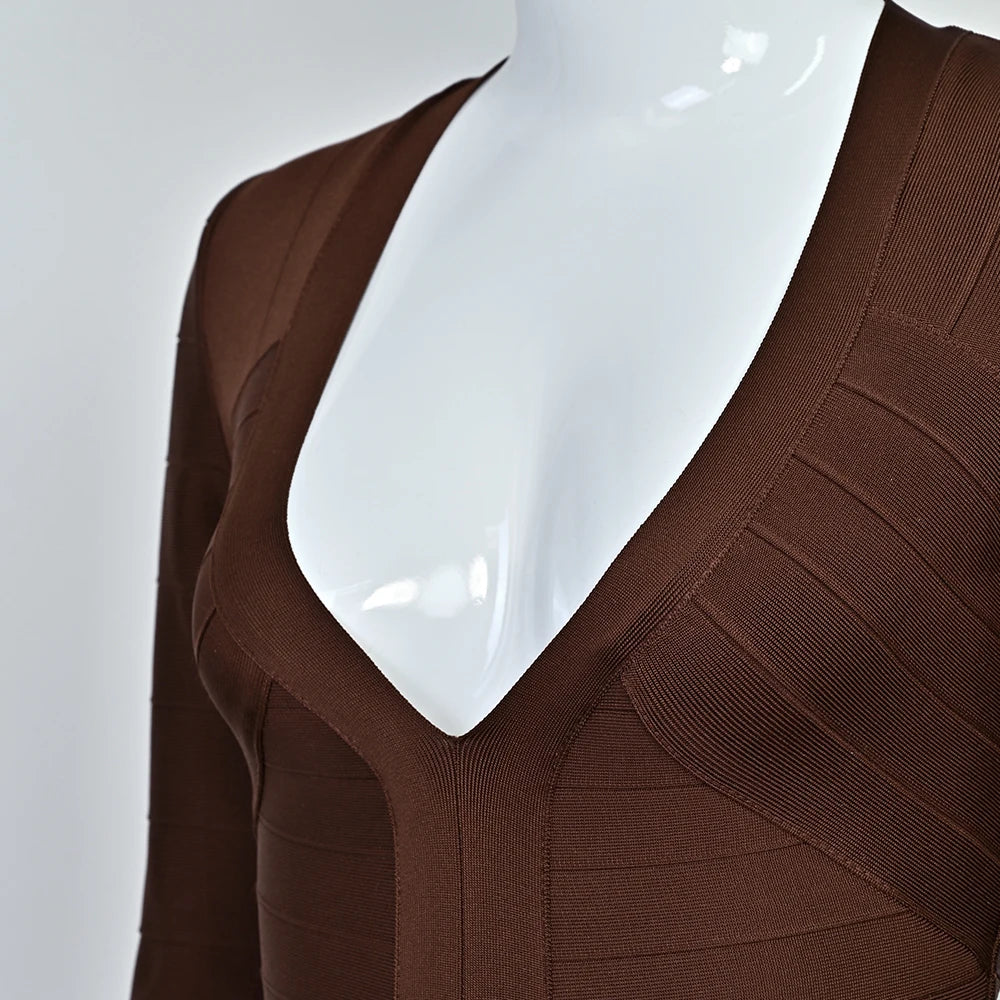 Plunge V Neck Bandage Mini Dress