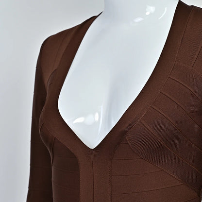 Plunge V Neck Bandage Mini Dress