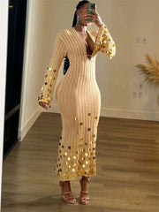 Amara Sequin Knit Maxi Dress