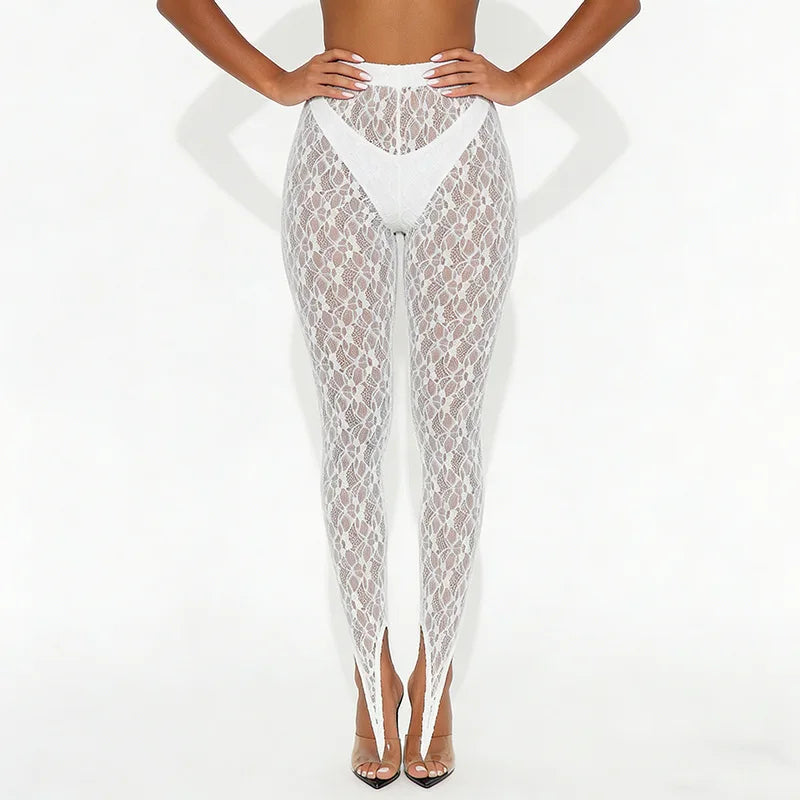 Sheer Lace High Waist Trouser