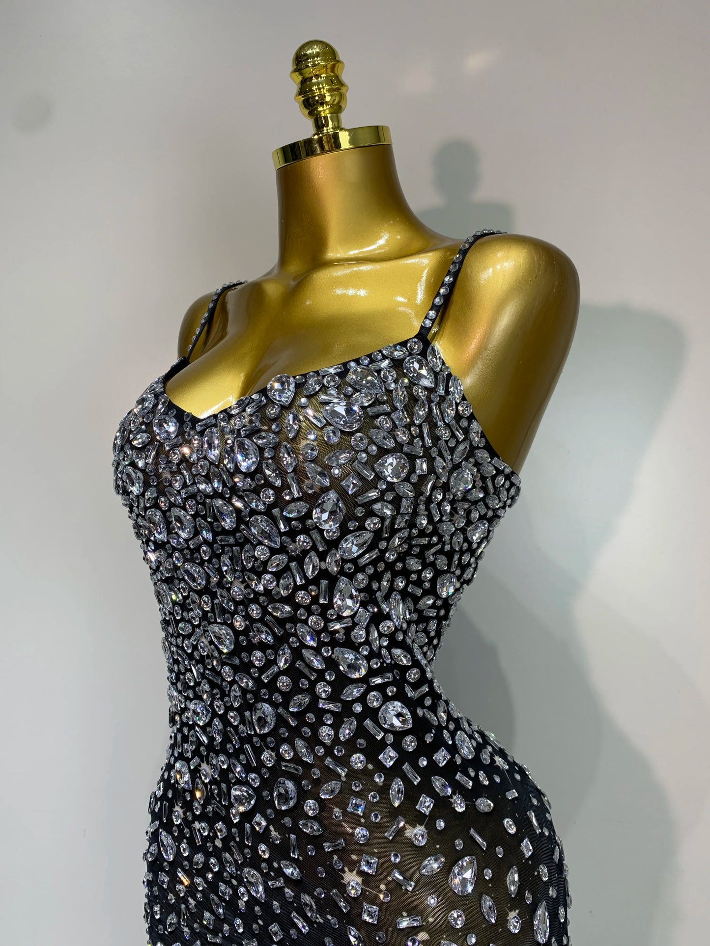 Zoey Rhinestone Mesh Maxi Dress