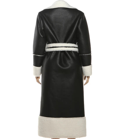 Faux Leather Trench Coat
