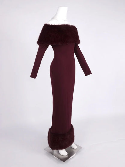 Lorene Fur Maxi Dress