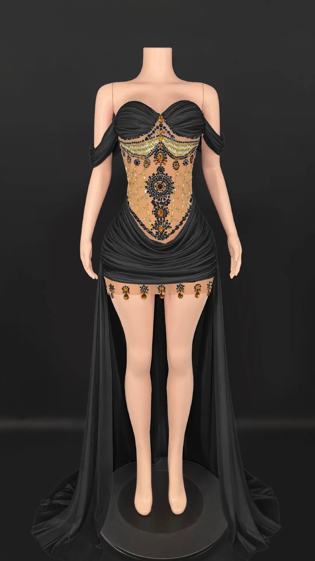 Marina Off-Shoulder Tail Dress