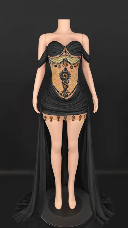 Marina Off-Shoulder Tail Dress