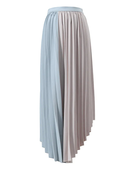 Asymmetric Contrast Pleated Blazer Skirt Set