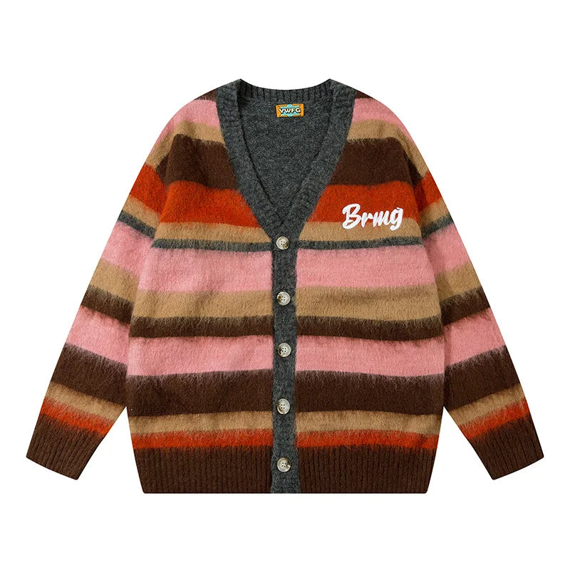 Colorful Stripe Knit Cardigan