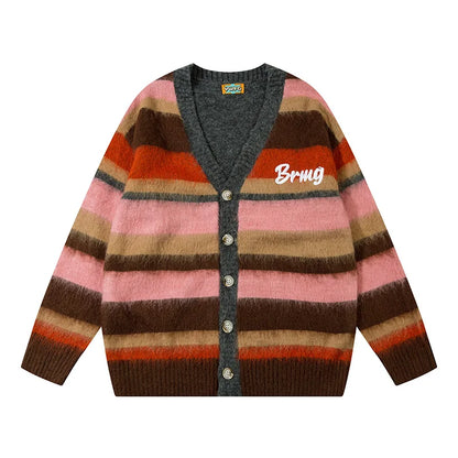 Colorful Stripe Knit Cardigan