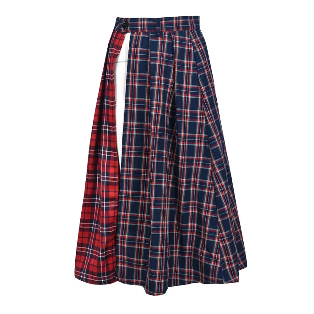 Vintage Plaid Midi Skirt