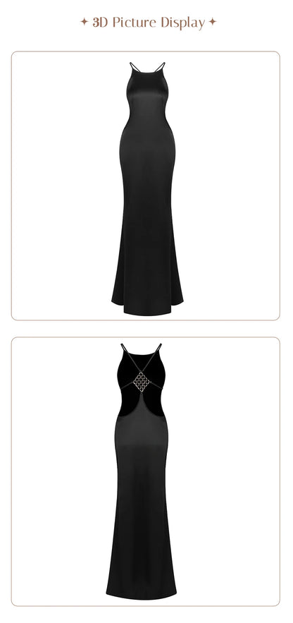 Backless Satin Maxi Dress
