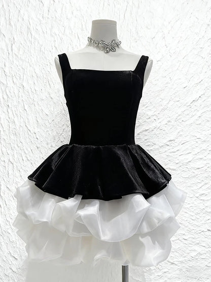 Loria Ruffles Velvet Dress