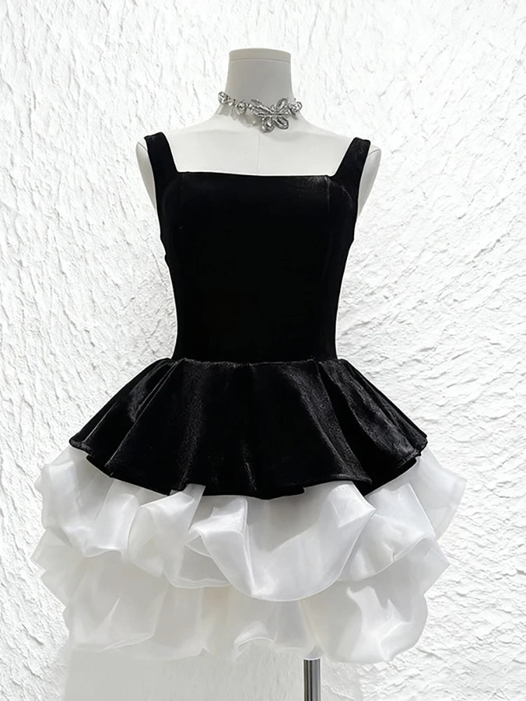 Loria Ruffles Velvet Dress