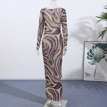 Marian Sheer Mesh Maxi Dress
