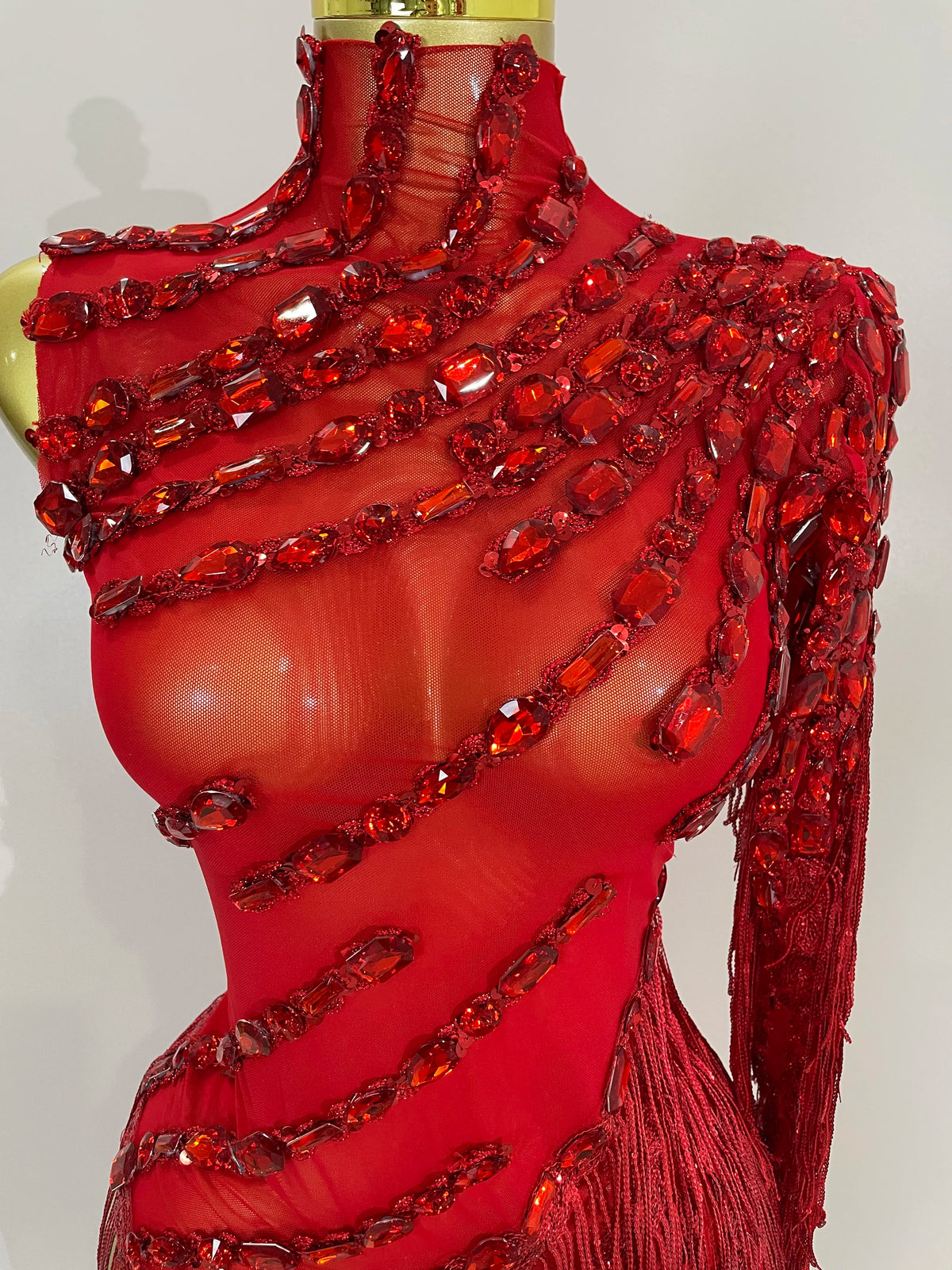 Iris Rhinestone Mesh Tassel Dress