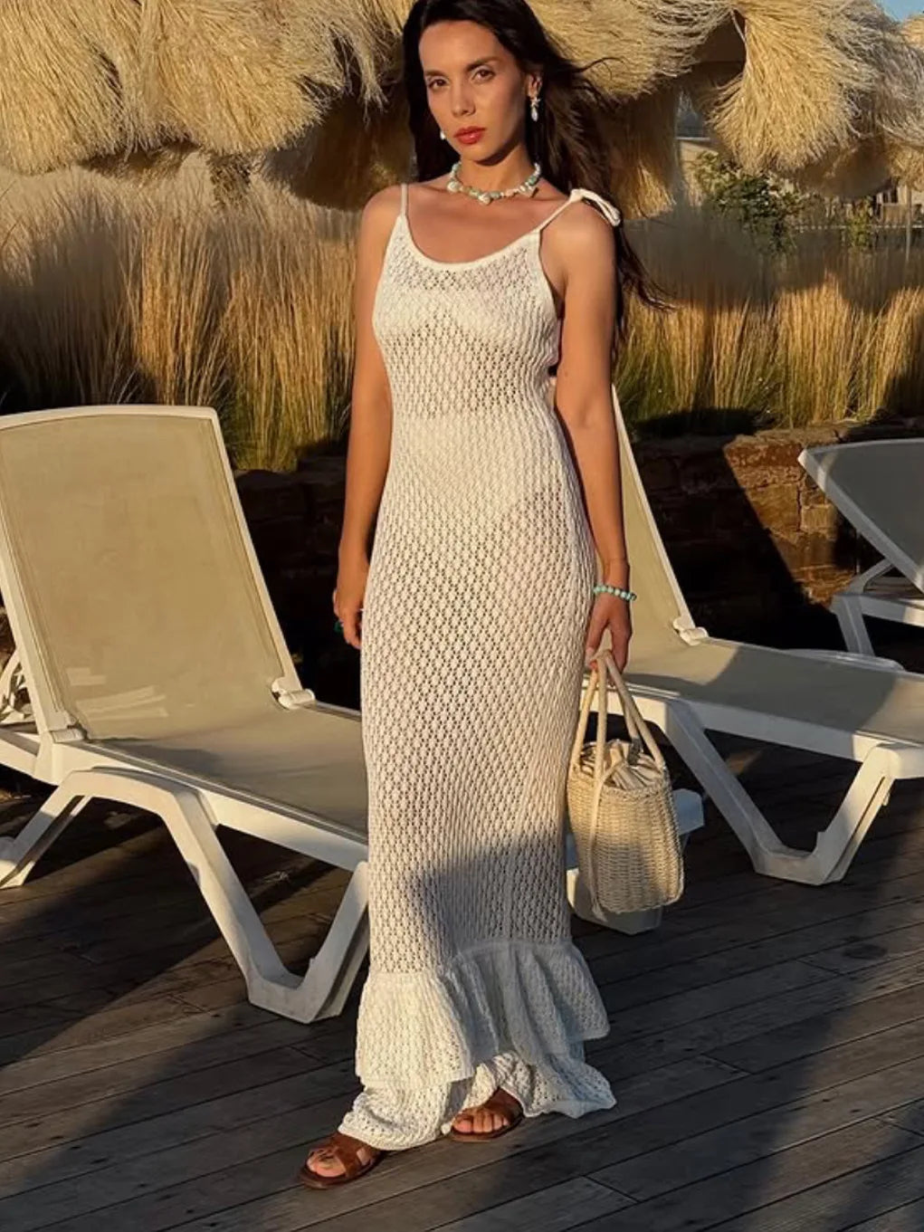 Miya Knit Ruffled Maxi Dress