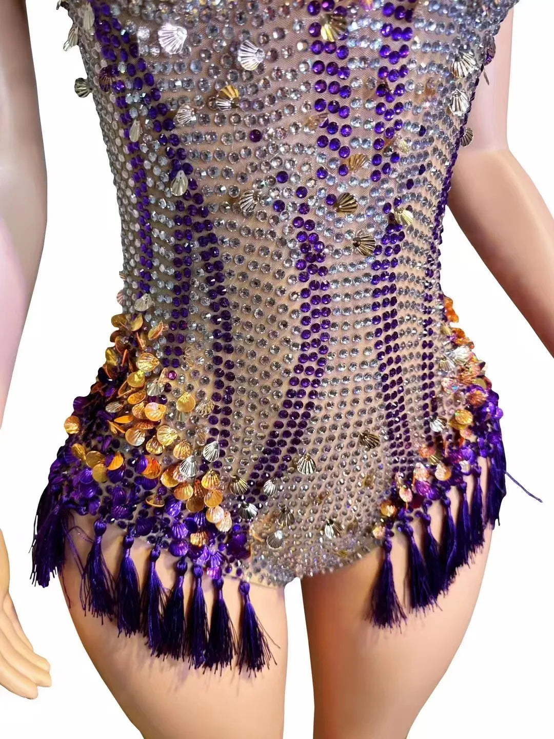 Miana Sequins Tassel Bodysuit