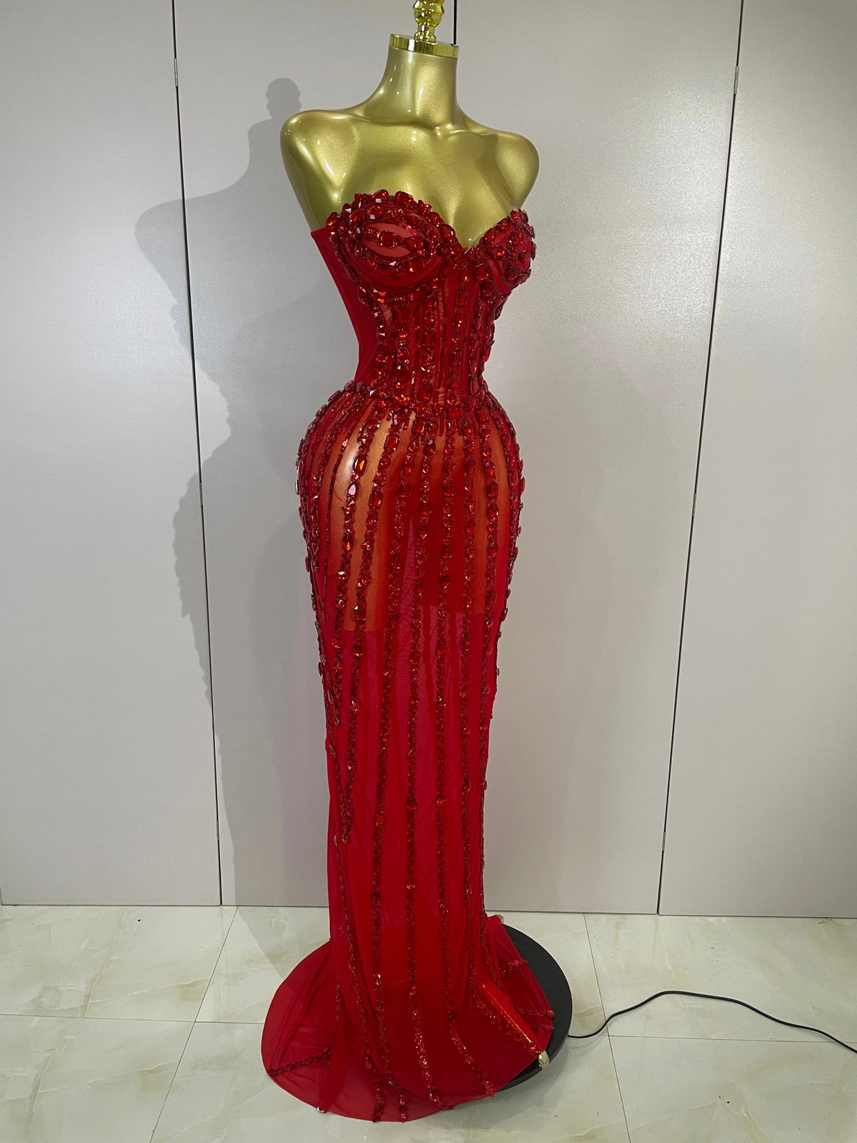 Atacia Elegant Mesh Maxi Dress