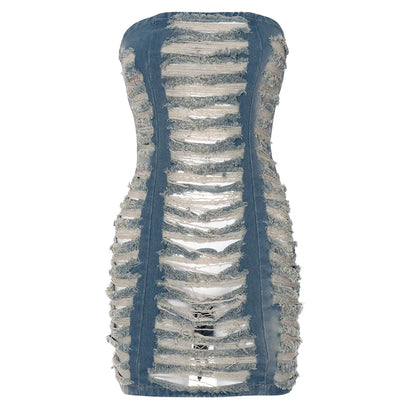 Benda Ripped Denim Mini Dress