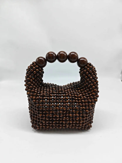 Wooden Bucket Beaded Bag