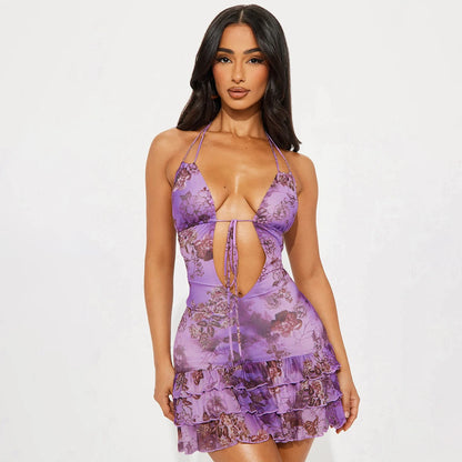 Purple Plum Pleated Mini Dress