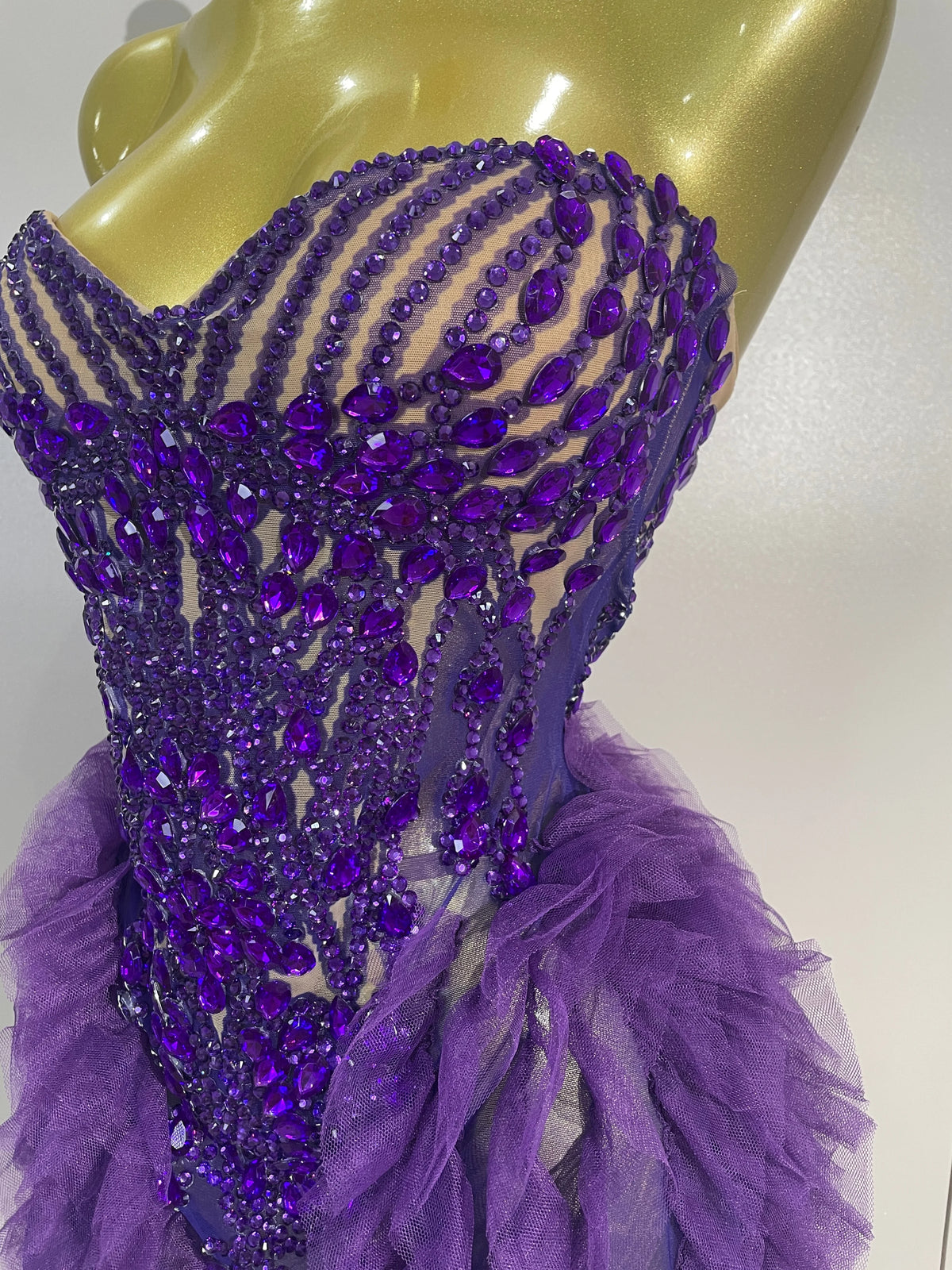 Purple Rain Mesh Ruffled Mini Dress