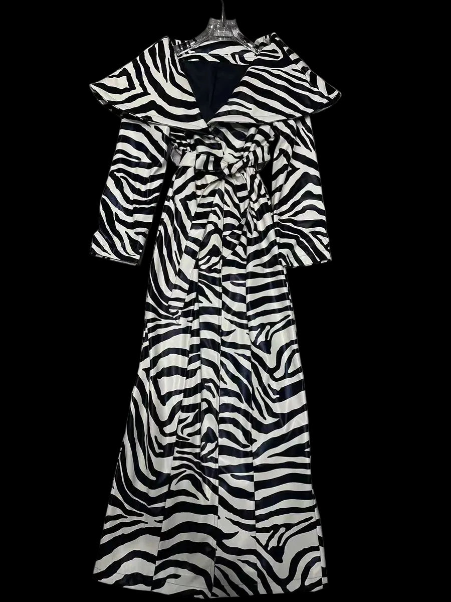 Chic Zebra Print Maxi Coat