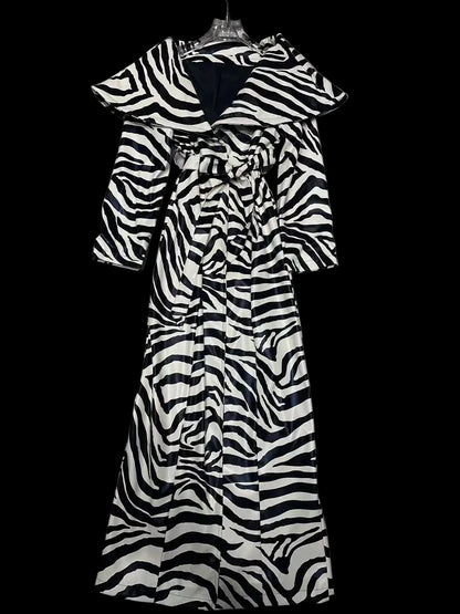 Chic Zebra Print Maxi Coat